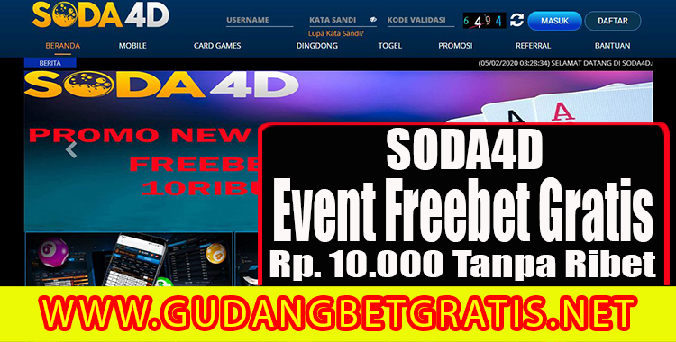 SODA4D - Event Freebet Gratis Rp. 10.000 Tanpa Ribet
