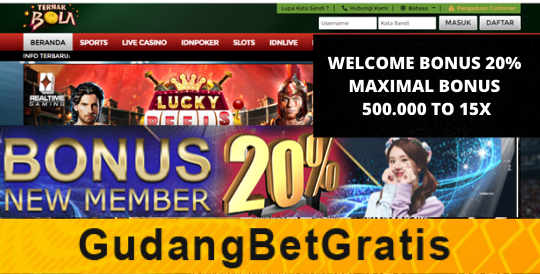 TERNAKBOLA- WELCOME BONUS 20% DENGAN MAXIMAL BONUS IDR 500.000 TO 15X